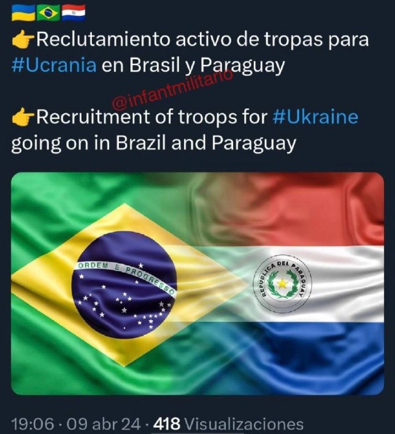 Сообщают, что в Бразилии и Парагвае идет набор наемников для ВСУ