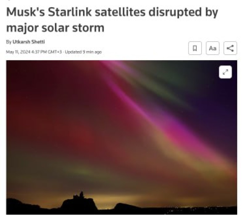 Из-за крупнейшей магнитной бури за последние 20 лет, спутники Starlink ухудшат свою...